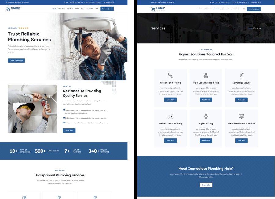 Plumboric– Plumbing Services Website Template