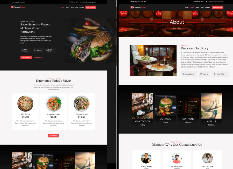 FlavourFuse – Modern Restaurant & Food WordPress Theme
